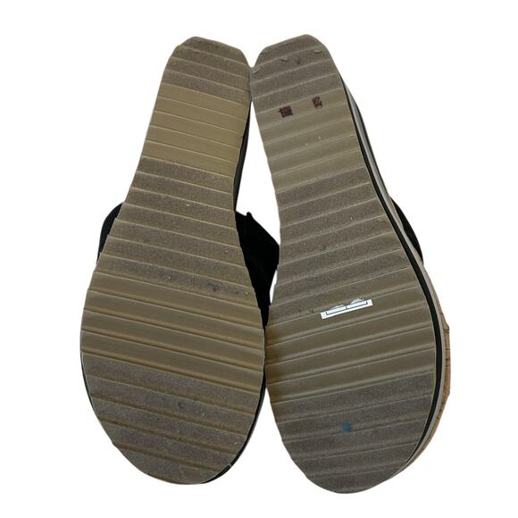 Skechers Platform Sandals Women's Memory Foam Black Wedge Cork Cloth Size 7 - Picture 5 of 8